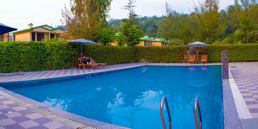 best resort in jim corbett with swimming pool
